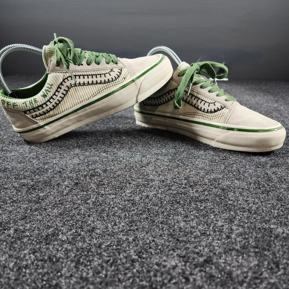 Vans Cocona Hiraki Old Skool Skate Shoes Women 7.5 Cream Green Corduroy  Suede